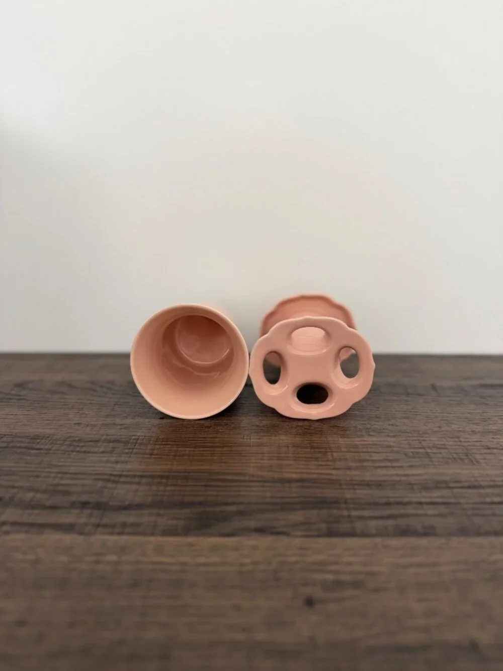 Vintage Pink Ceramic Retro Cottagecore Mid-Century Toothbrush Holder & Tumbler S